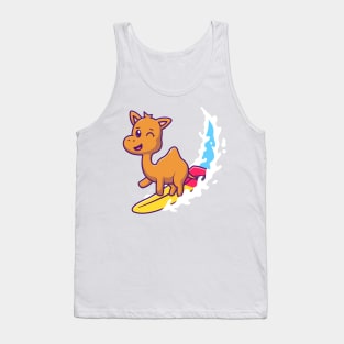 Cute Camel Surfing Cartoon Tank Top